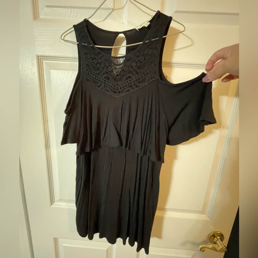 Lace top, cold shoulder shirt